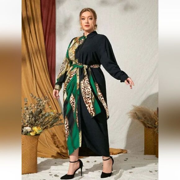 Shein curve animal print and Paisley black color block button down shi… - Picture 1 of 10